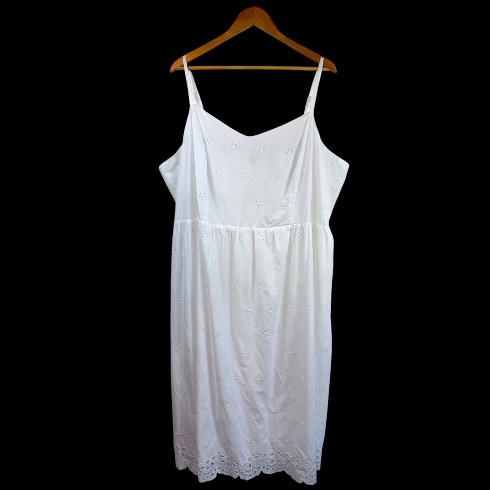 NWT Old Navy White Eyelet Midi Dress 3X Cotton Smocked Sundress Boho Cottagecore